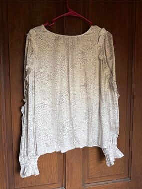 LOFT Cream Dot Ruffle Sleeve Blouse